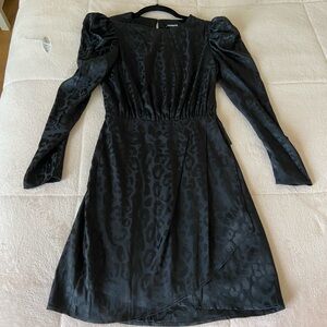 Express Black Puff Sleeve A-line Dress